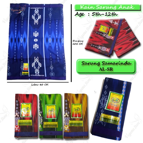 Sarung anak laki Junior SD,SMP untuk sholat dll-Kain Sarung Sutera Samarinda 210 Anak AL-SR anak Jun