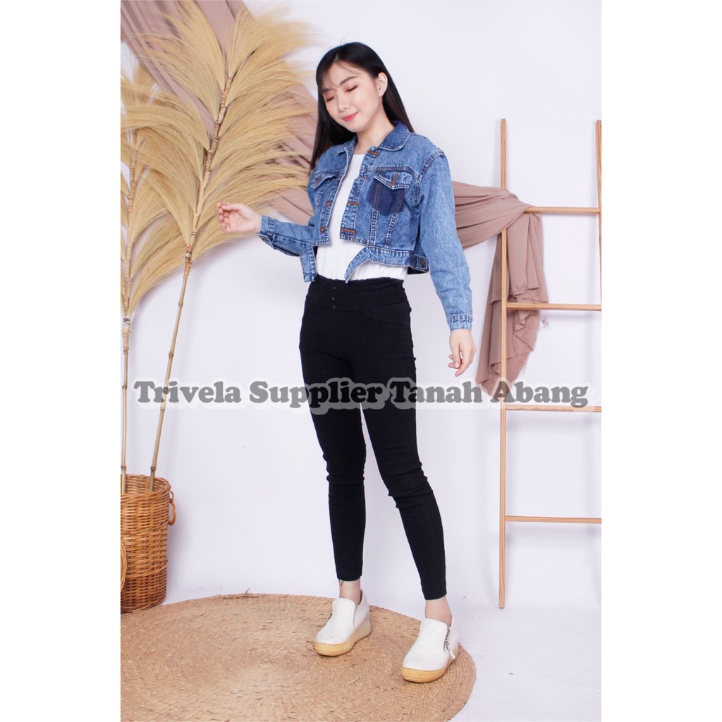 JACKET JEANS CROP ARIELLA - JAKET JEANS CROP WANITA