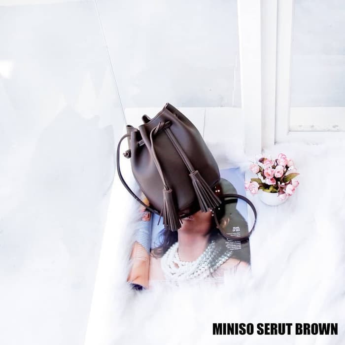 Tas Wanita Miniso Serut Tas Selempang Wanita Tas Bucket Fasion Wanita