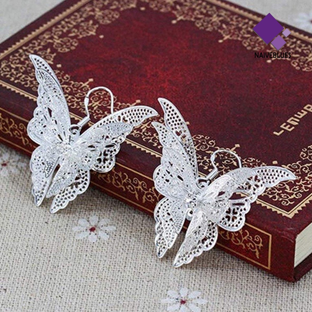 Anting Kait Gantung Desain Kupu-Kupu Hias Cubic Zirconia Gaya Vintage Untuk Wanita