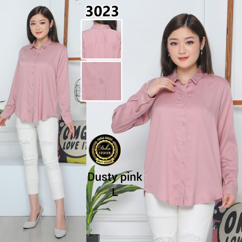 KEMEJA WANITA KATUN TWILL 30s - 3023-Dusty pink L