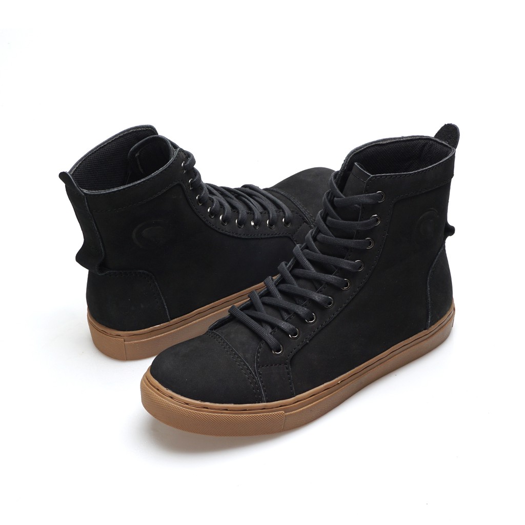 KHAFRA BLACK (Kulit Asli) - Sepatu Boots Pria Kasual Kulit Klasik Vintage Sporty Casual Cowok - Boot Kulit