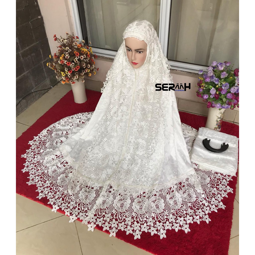 MUKENA PRADA ROSE WHITE SENADA SUPER MEWAH || MUKENA PRADA SWAROVSKY