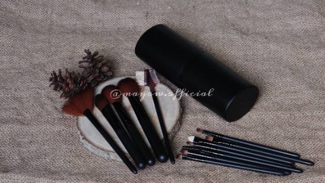 IMPORT MAKEUP BRUSH SET 12 IN 1 TUBE / KUAS MAKEUP TABUNG 12 pcs