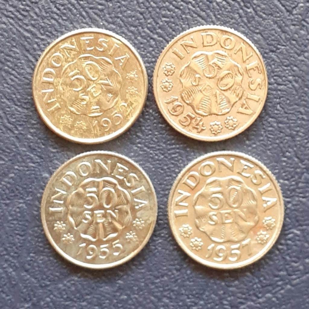 Set lengkap uang koin kuno 50 sen Dipa Negara Diponegoro