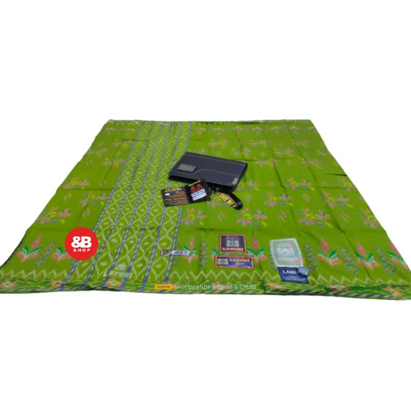 sarung lamiri original full sutra MST kembang hijau muda pupus