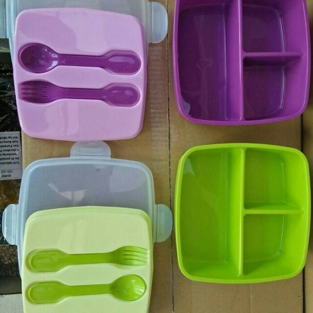 Lunch Box tebal set sendok garpu TNK 1028 Kotak Bekal Makanan makan sekolah picnic golden sunkist