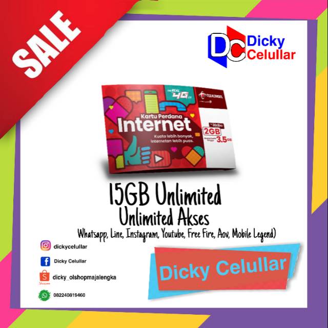 Perdana Telkomsel 15GB Unlimited 6 Bulan