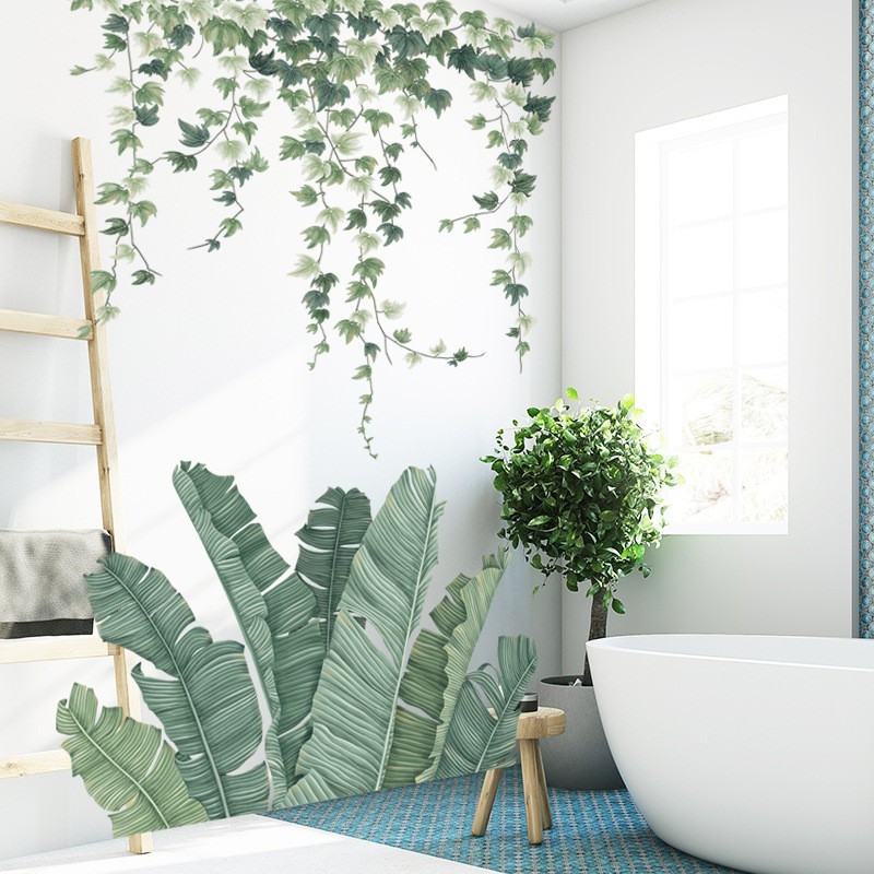 WALL STICKER Q 46 STIKER DINDING WALLSTIKER WALLSTICKER DAUN PISANG KAKTUS PALEM HIJAU MONSTER MONTERA MONSTERA LEAF UNTUK CAFE DEKORASI RUMAH RUANG TIDUR TAMU WALLPAPER KERAMIK KRAMIK PINTU JENDELA KACA KAMAR MANDI TEGEL TEMBOK LEMARI DAPUR MINIMALIS