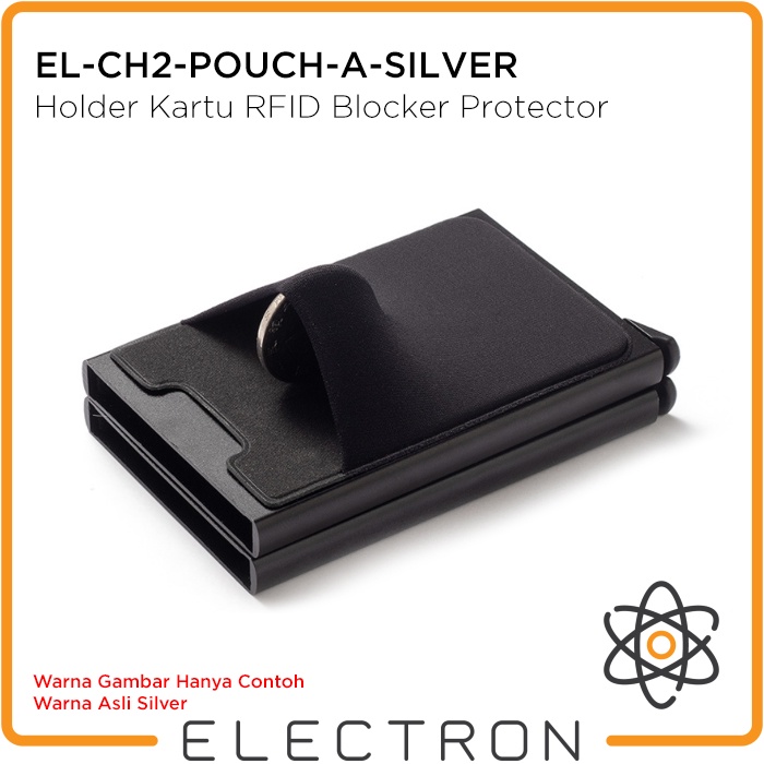 EL-CH2-POUCH-A-SILVER Card Holder Kartu RFID Blocker Protector Smart