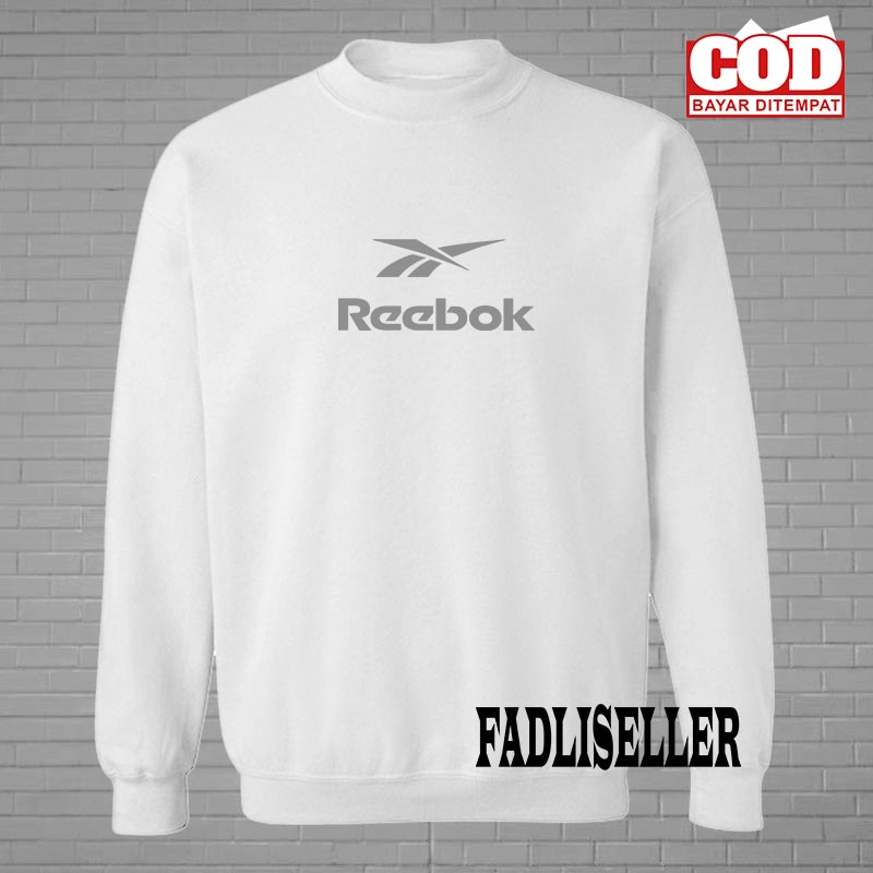 SWEATER PRIA WANITA / SWEATER HOODIE REBOOK LOGO DAN TEXT SILVER / SWEATER JAKET HOODIE JUMPER SWEAT