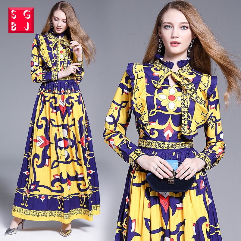 SGBJ Big Size Dress Gamis Vintage Floral Motif Muslim  Maxi Dress Baju Wanita