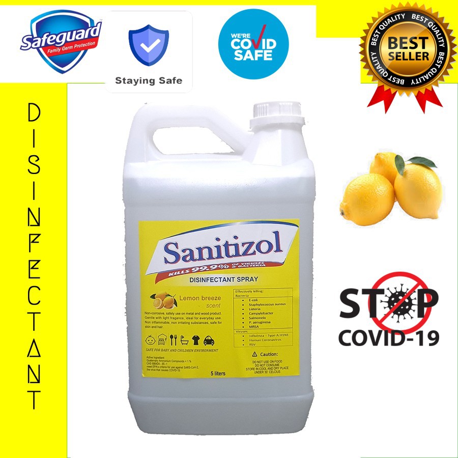 SANITIZOL CAIRAN DISINFEKTAN RUANGAN WANGI LEMON 5L CAIRAN ANTI BAKTERI MEMBUNUH VIRUS