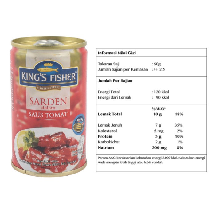 

sa2011aa King'S Fisher Sarden Saus Tomat 425G Makanan Kaleng Kings Fisher Xa20X1