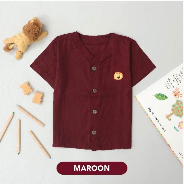 Mooi Kemeja Anak Laki-laki Lilo Button Shirt-MAROON