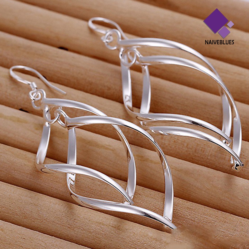 Anting Kait Silver Plated Bentuk Spiral Untuk Wanita