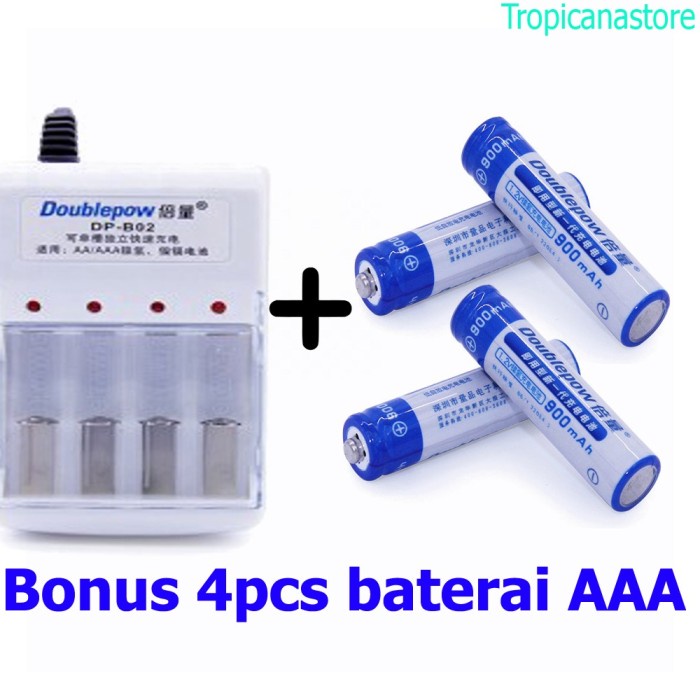 Alat Charger Baterai Cas AA dan AAA 4 Slot Doublepow Dengan Indikator