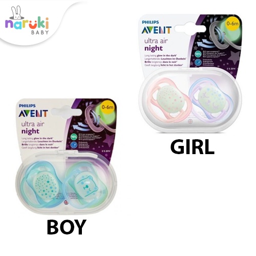 Philips Avent Ultra Air Night Pacifier 0-6m &amp; 18 m+ Empeng Bayi Avent Newborn Orthodentic isi 2pcs