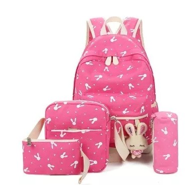 DT123 - Tas Ransel 4in1 Canvas Bunny Tas Laptop Sekolah Kuliah Kerja Anak Remaja Cewe Wanita Murmer