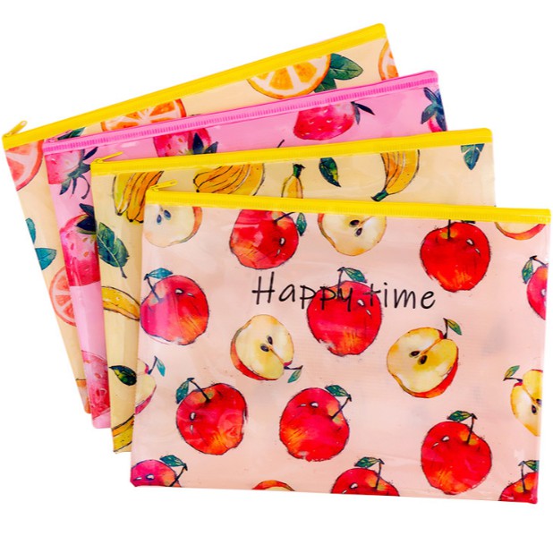 Wadah Serbaguna Zipper Bag Motif BUAH-BUAHAN / Tempat Penyimpanan Multifungsi Gambar FRUITS BUAH