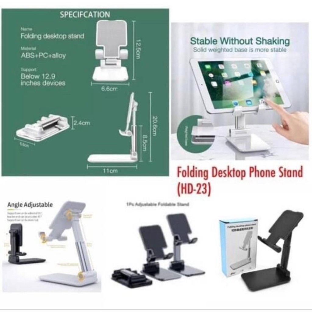 Dudukan HP HD-23 / Holder Folding Destop Phone Stand ( Bahan Metal Bukan Plastik )