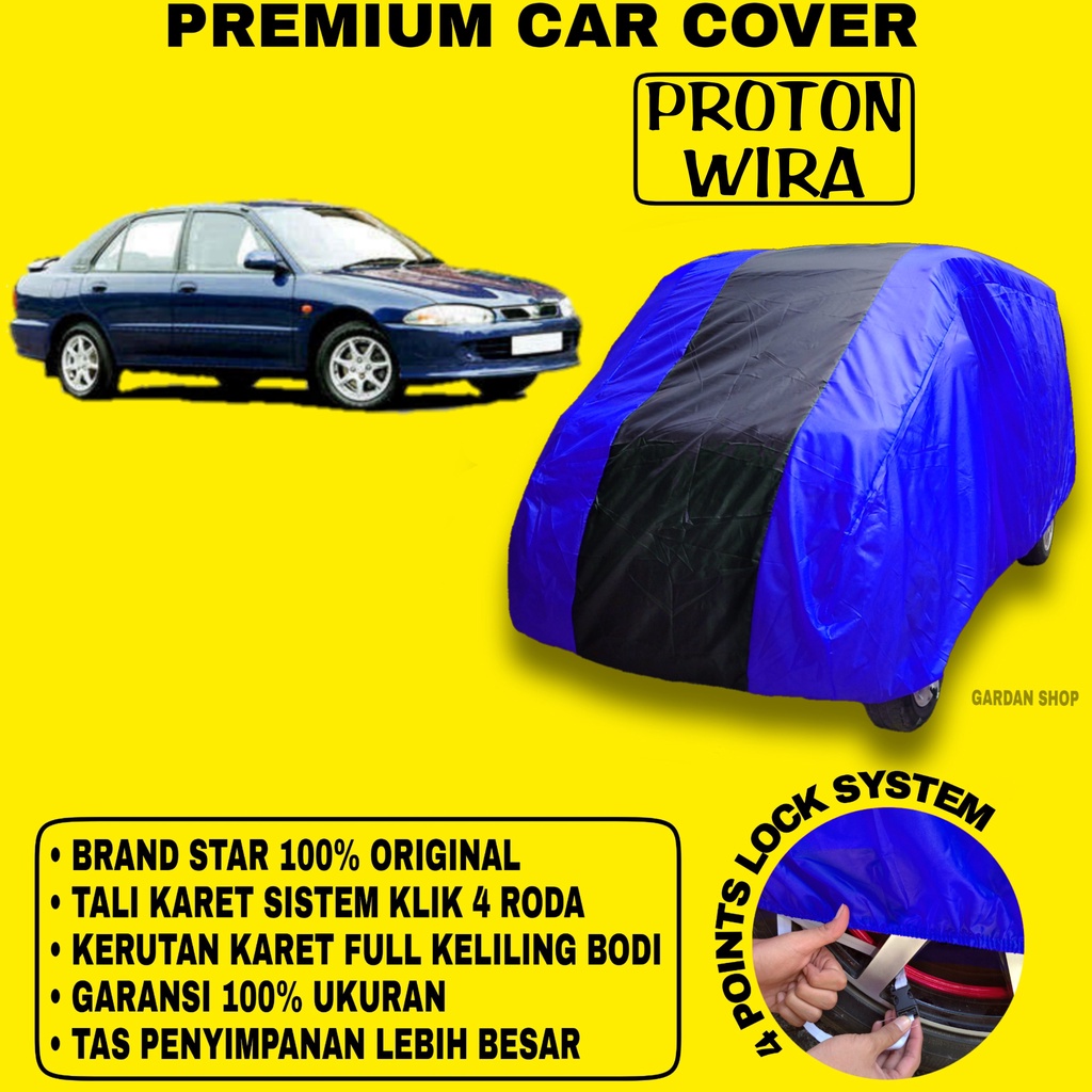 Body Cover PROTON WIRA BIRU HITAM Penutup Bodi Mobil Proton Wira Waterproof PREMIUM