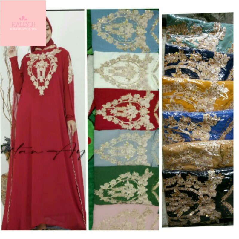 KAFTAN ZAFIRA CAPE/KAFTAN SAYAP/KAFTAN CERUTI BORDIR PAYET ( SUDAH INNER MANSET) KAFTAN PESTA WANITA