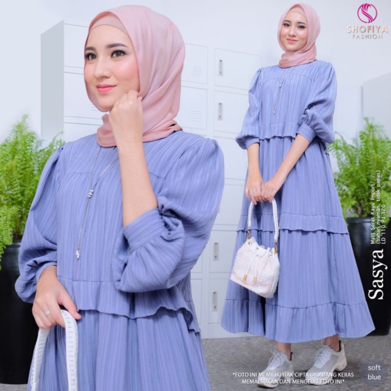 Midi Dress serat kayu import / Sasya Dress by Shofiya
