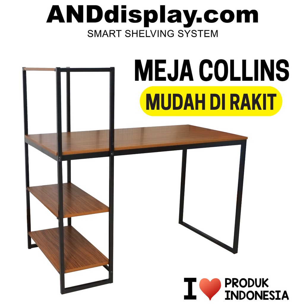 MEJA BELAJAR COLLINS - MEJA KERJA KANTOR - MEJA MAKAN INDUSTRIAL MINIMALIS ANDDISPLAY