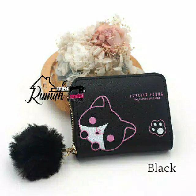OCHOT DOMPET PANDA MINI #DOMPET WANITA MINI/DOMPET WANITA LIPAT/DOMPET LUCU-Hitam