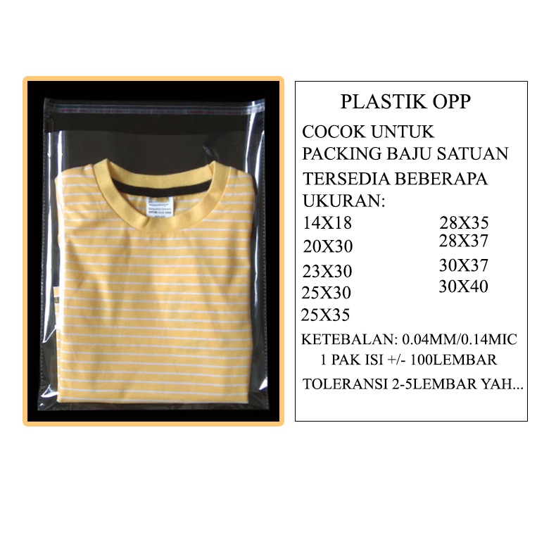 

(PER 100pcs) PLASTIK OPP SEAL LEM- PACKING BAJU HIJAB KAOS -standard