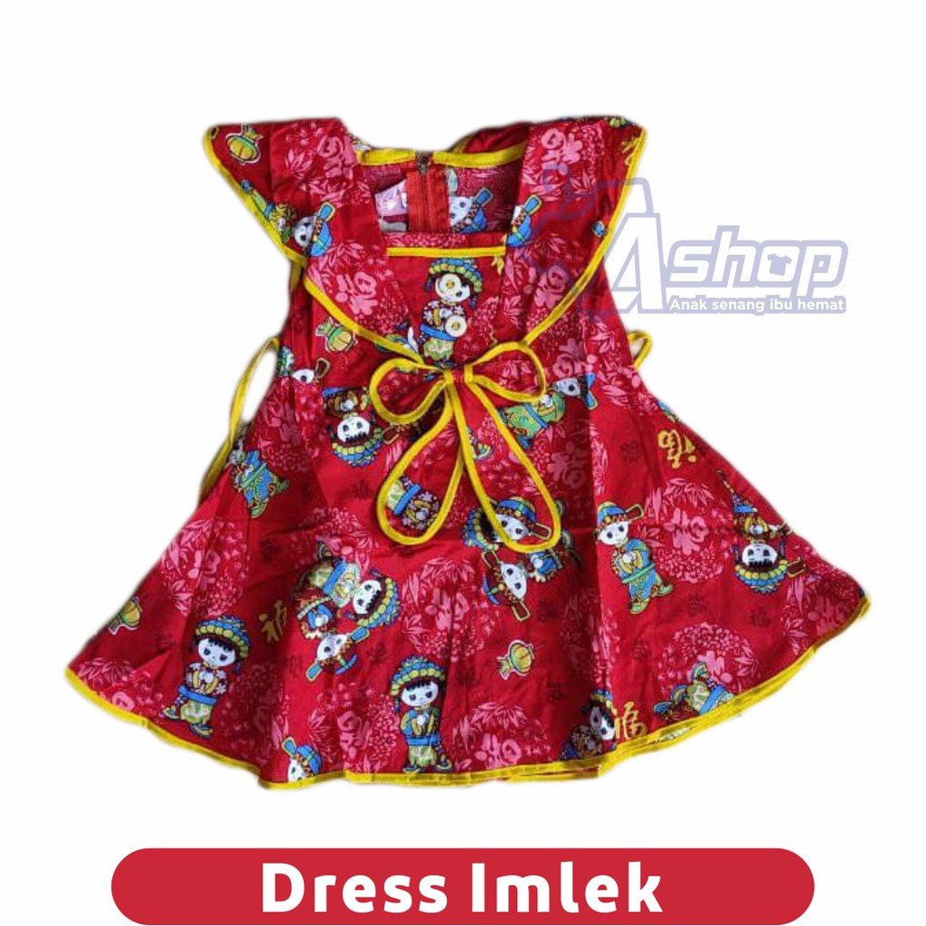 Dress Anak  Model Cina Motif Mandarin Kaos Perempuan Imlek