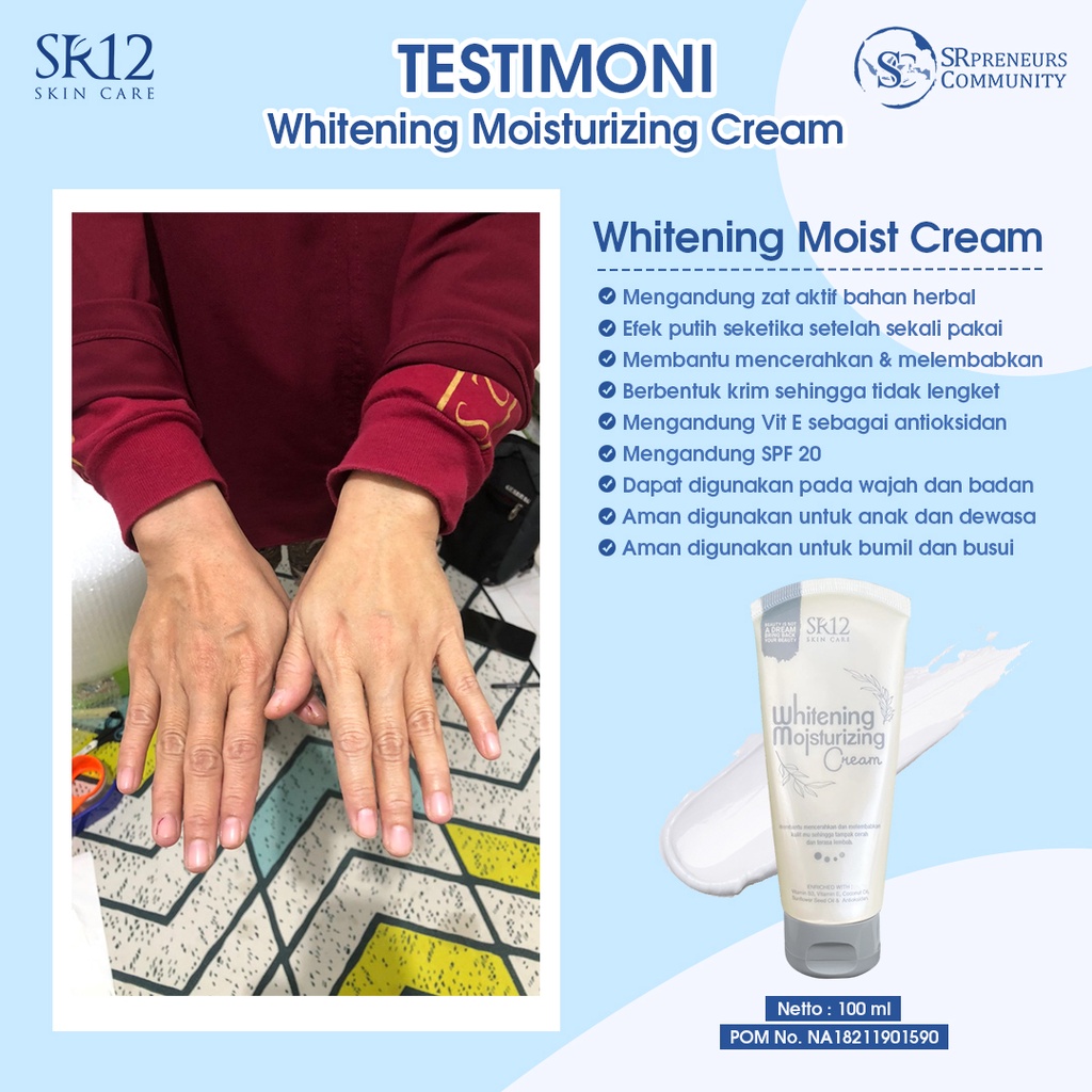 WHITENING MOISTURIZING CREAM SR12 | INSTANT WHITENING BODY LOTION | PELEMBAB &amp; PENCERAH KULIT WITH SPF 20 BPOM