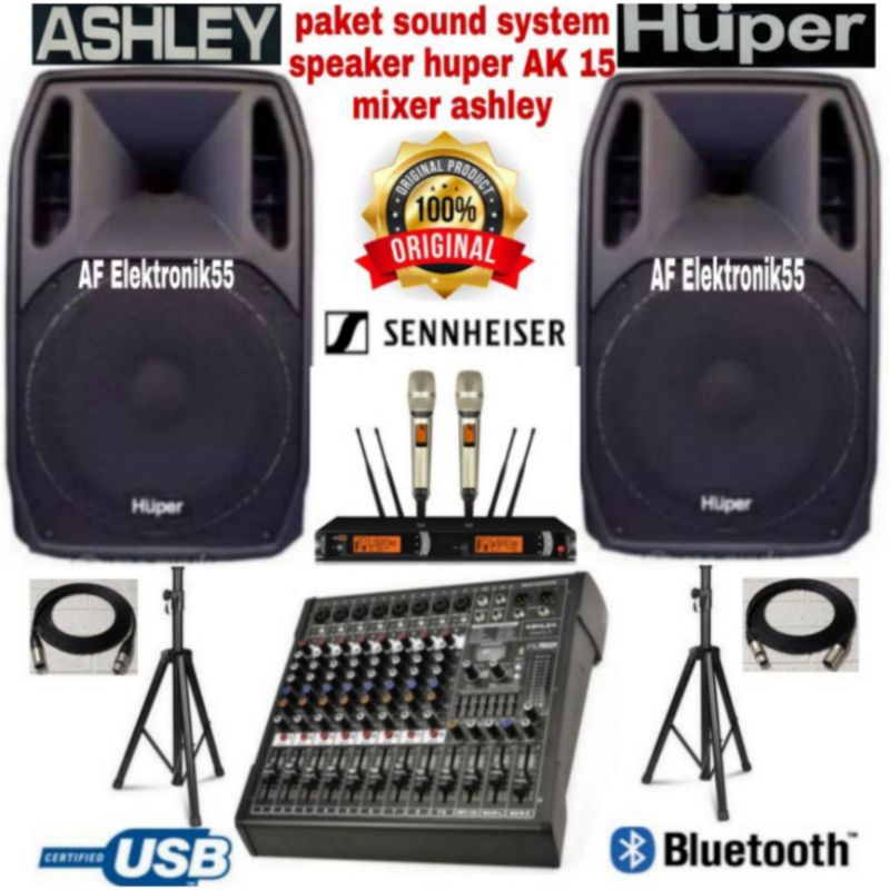 Paket Sound System Huper AK 15 A Mixer Ashley Original