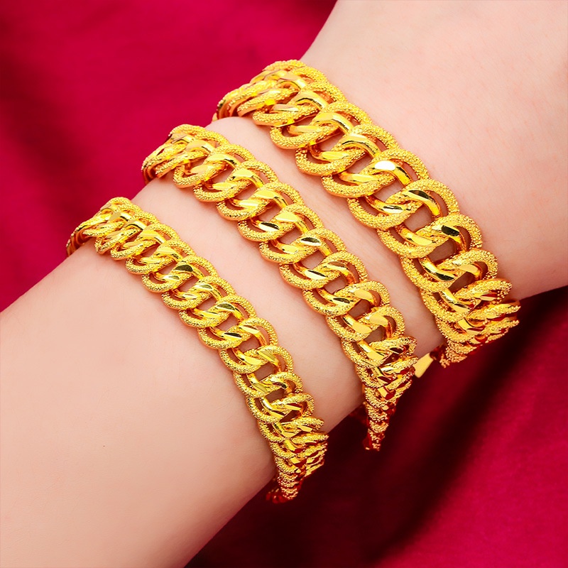 Gelang Rantai Model Twist Lapis Emas Asli Kadar 375 Ukuran 15mm Gaya Klasik Untuk Pria