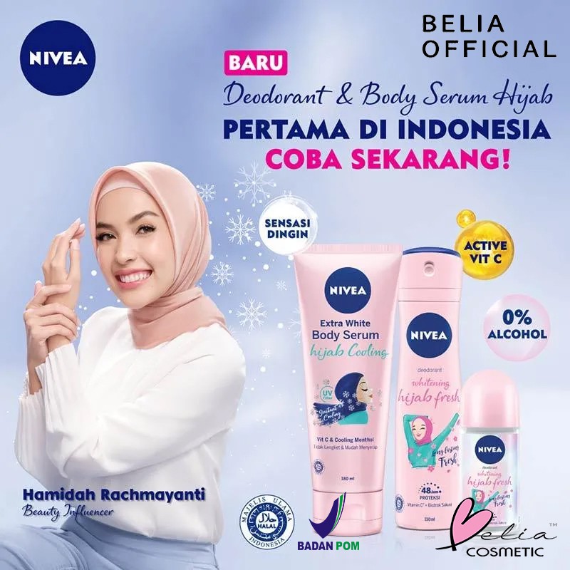 ❤ BELIA ❤ NIVEA Whitening Hijab Series Fresh Body Serum, Deodorant Spray, Deodorant Roll On (✔️BPOM)