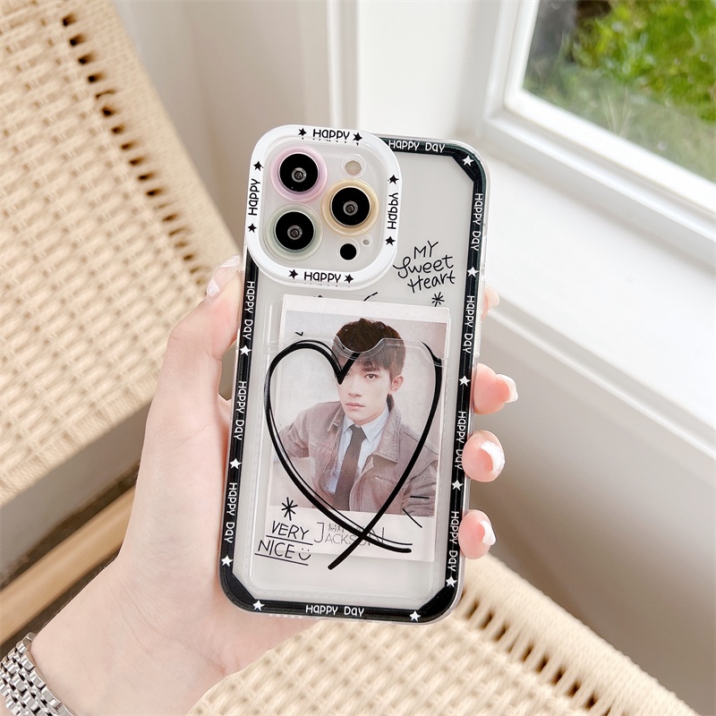 Casing Soft Case TPU Motif Hati Untuk IPhone 14 13 11 Pro Max 8 7 Plus X XS XR