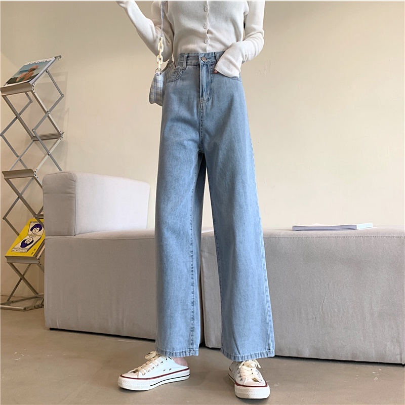 ✅COD korean style new Biru salju high waist jeans wanita import kekinian