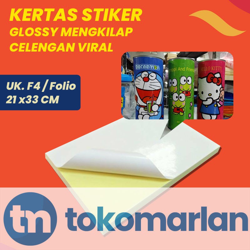 

Kertas Stiker Celengan Target Viral Glossy Cromo Mengkilap Sticker HVS F4 Murah