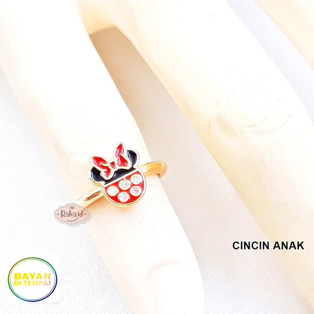 Raka Acc - Cincin Anak Xuping MINNIE MOUSE Pita Merah Perhiasan Lapis Emas 18k 253