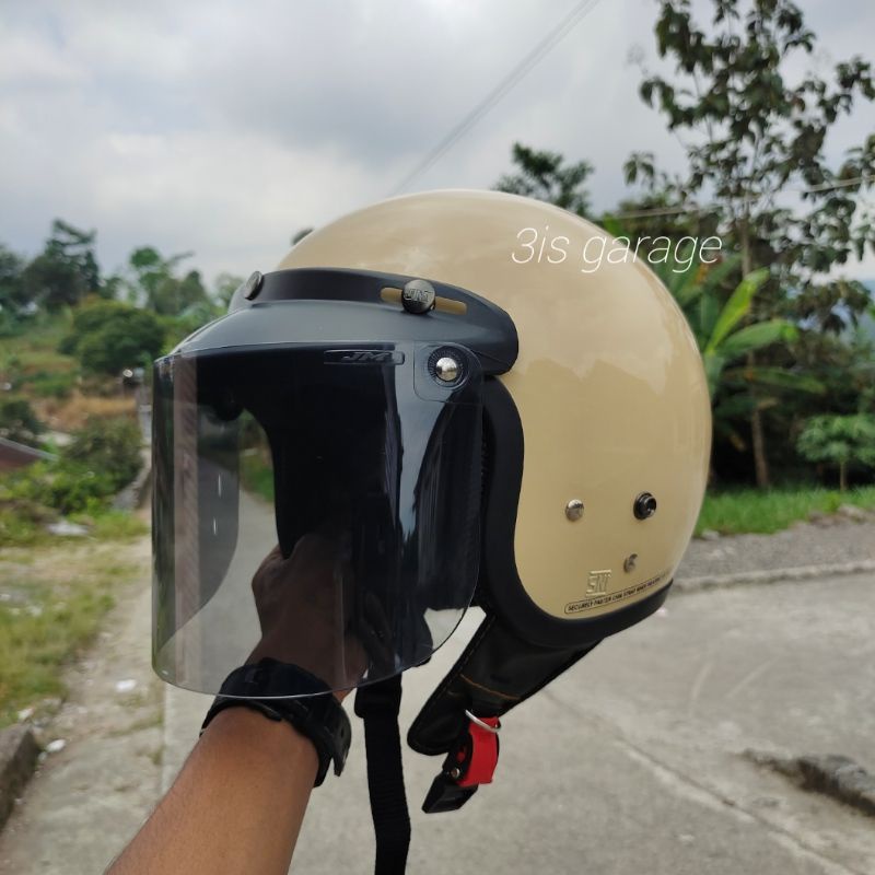 HELM BOGO DEWASA KACA DATAR FULL LEHER SNI PRIA WANITA