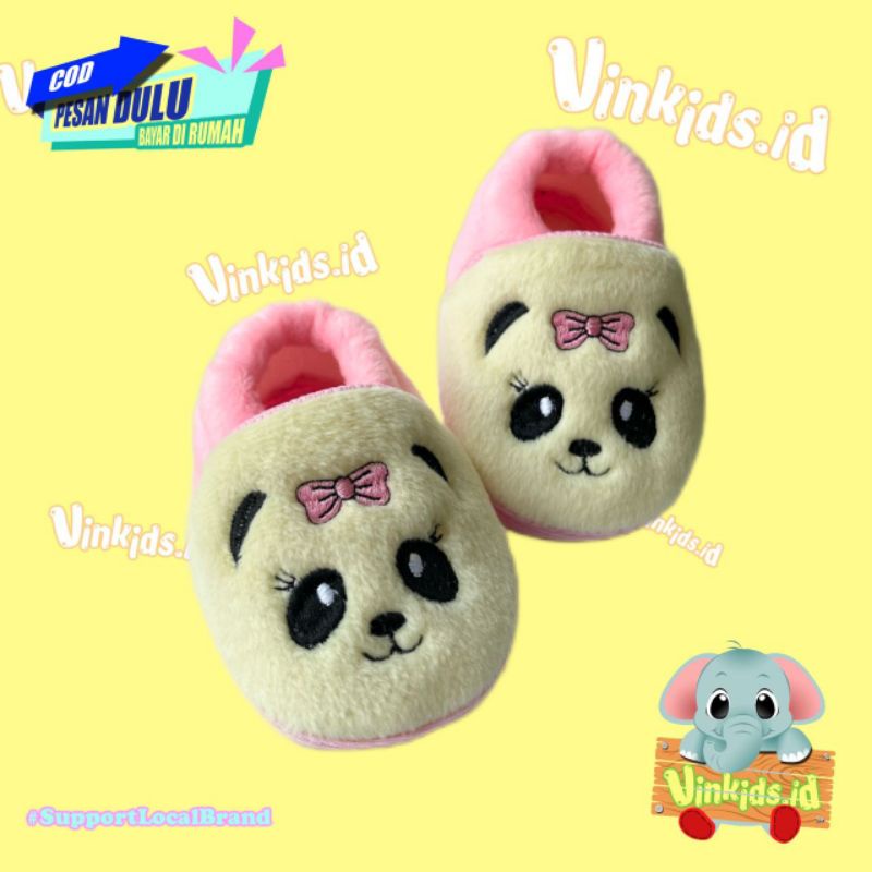 Sepatu Bayi Laki Laki Perempuan 0 12 Bulan Karakter Kartun Lucu Panda Pink Muda / Prewalker