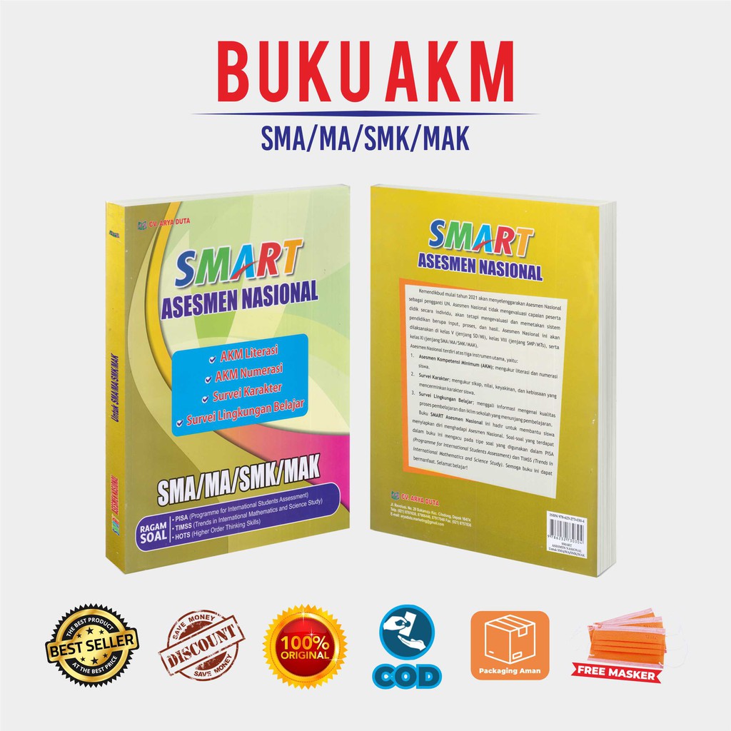 Buku Akm SMA : Tepat Tuntas Aksi Ma-Cerdas Akm + US SMA IPA/IPS-Smart Asesmen Nasional SMA/MA-4