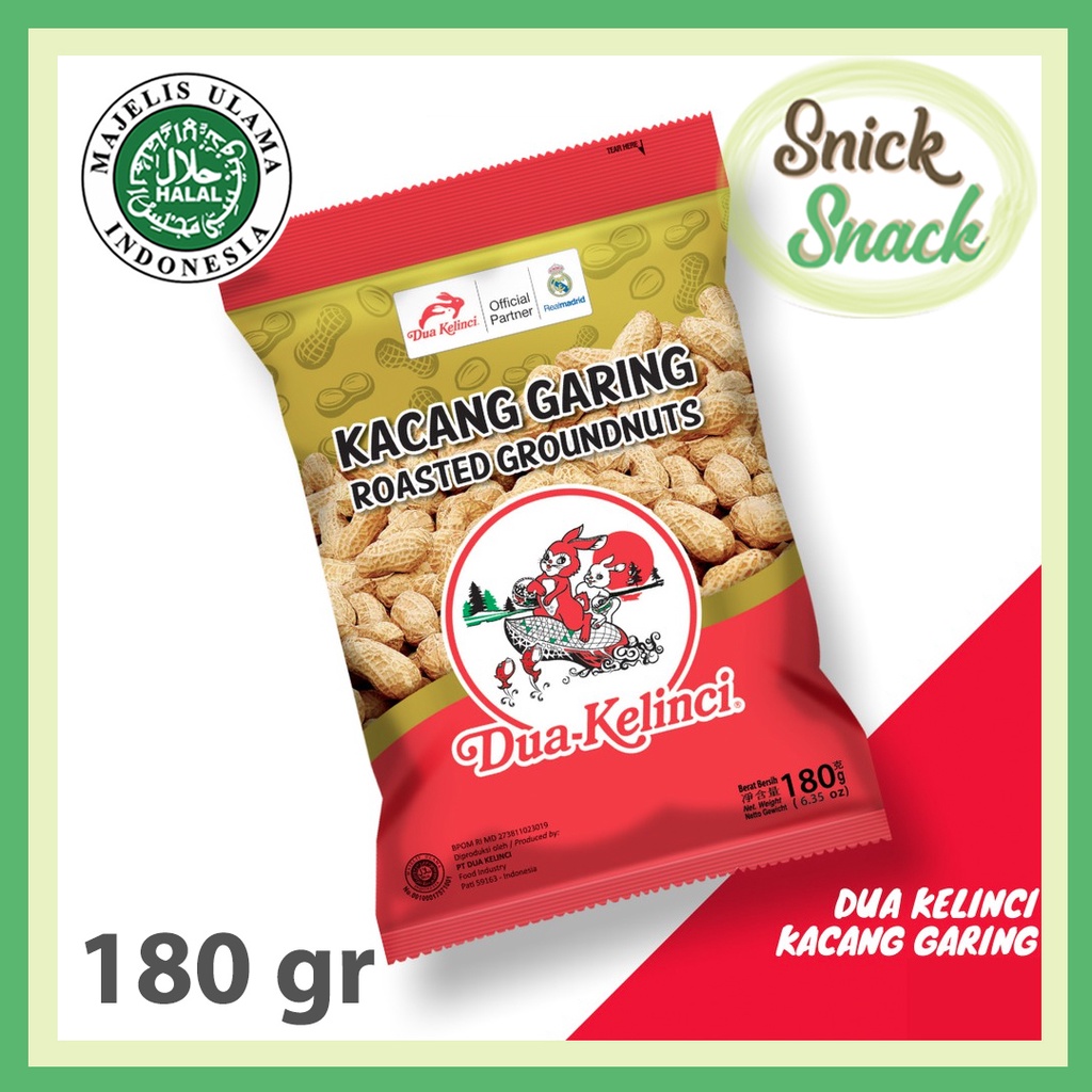 

Dua Kelinci Kacang Kulit Garing 180 gr DK Roasted Ground Nuts Kcg Tanah 75 gr