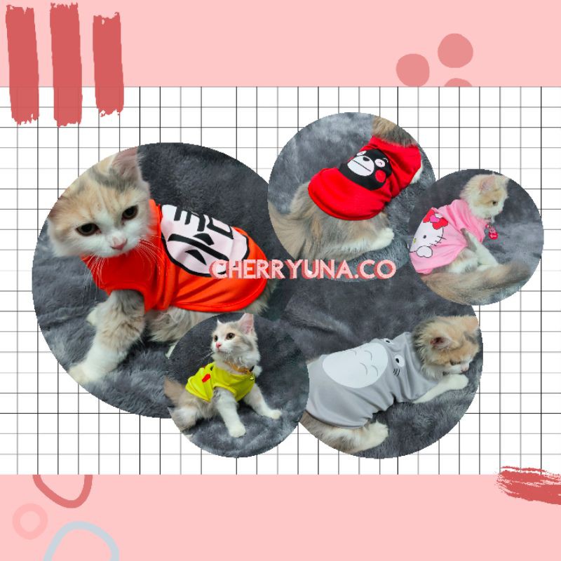 [PET T-SHIRT] Pakaian/Baju Kucing Dan Baju Anjing Motif Lucu Ready Semua Size (HANYA BAJU)