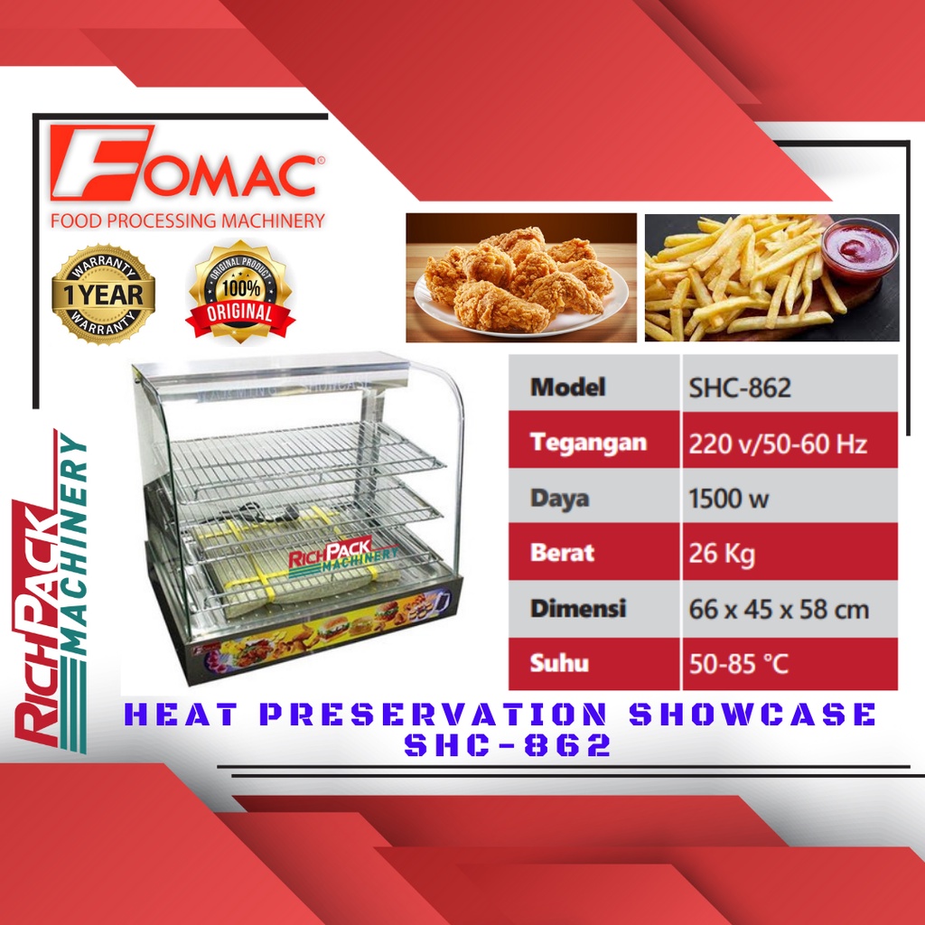 FOMAC SHC-862 Showcase Warmer Food Warmer Showcase Penghangat Makanan
