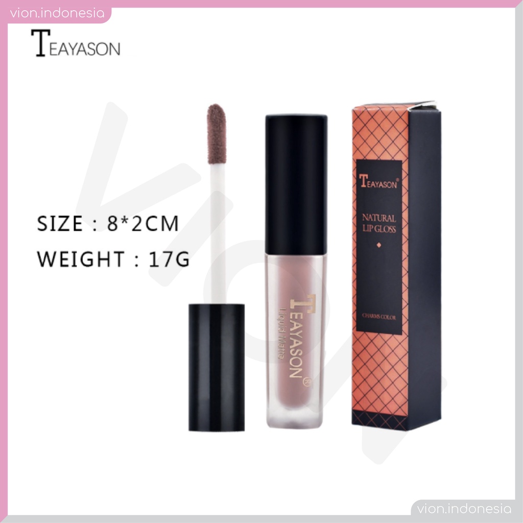 TEAYASON Natural Matte Liquid Lipstick Lip Glaze Lip Gloss Lipstik Baru 12 Warna Original TE005