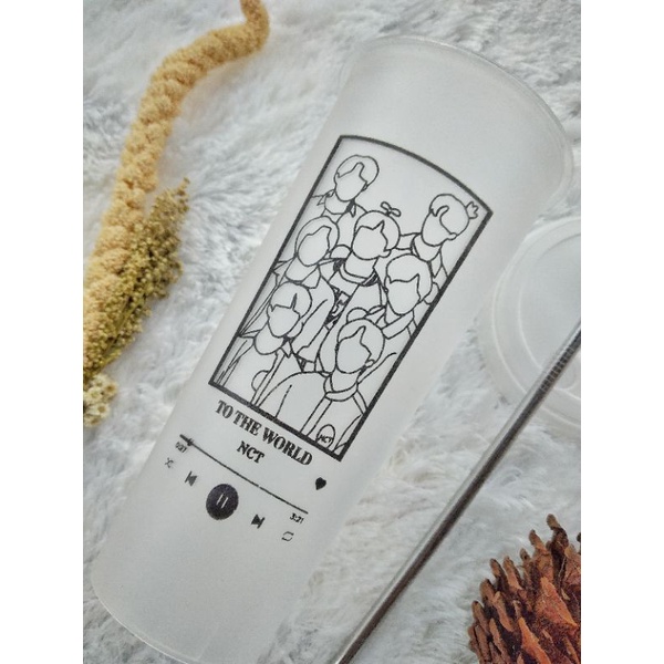 NCT Reusable Cup / Botol Minum NCT Free PC + Sedotan Stainless