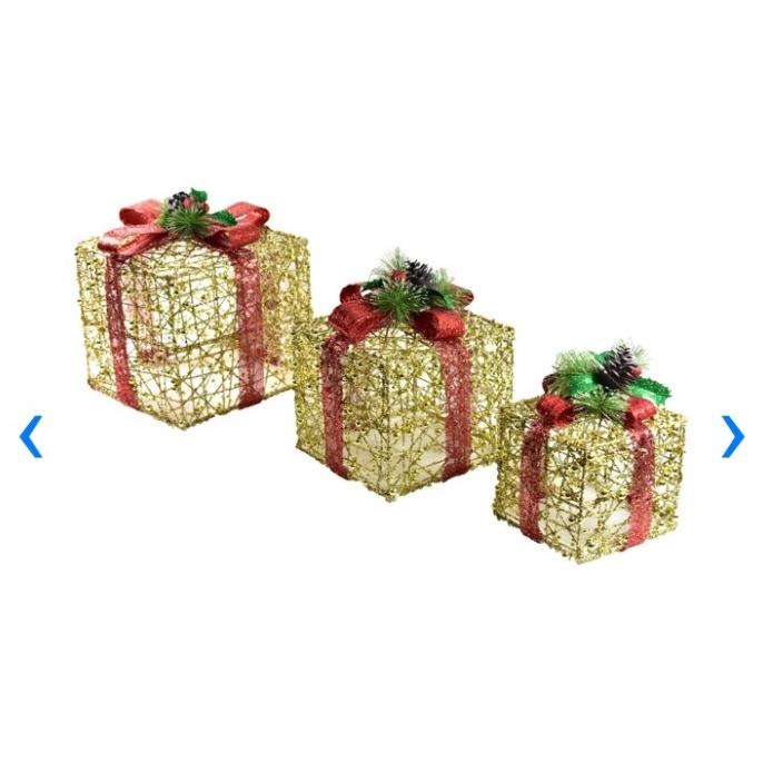 

NOELLE SET 3 PCS LAMPU NATAL BENTUK KOTAK KADO Y20 - GOLD FV452CD4