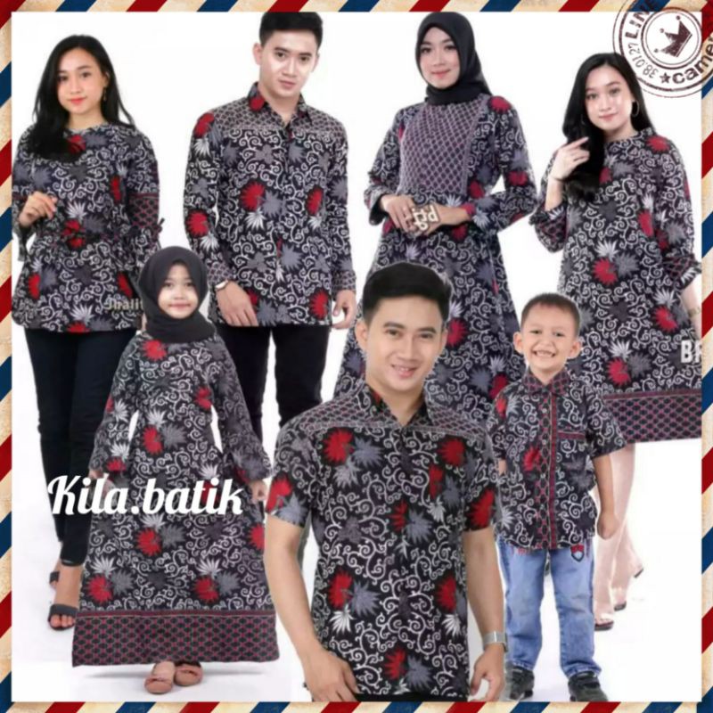 Batik Couple keluarga sania ruffle ori ndoro jowi dnt motif kembang langit.S.M.L.XL.XXL.